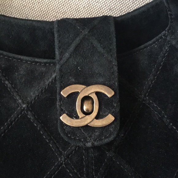 CHANEL Handbags - Vintage Black Chanel Quilted Suede Hobo.